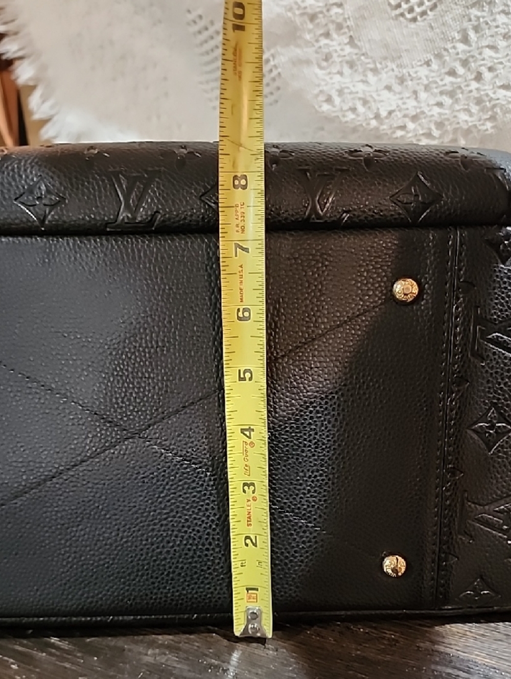 Black Embossed Monogram Artsy Top-Handle Shoulder Bag - Picture 6 of 14